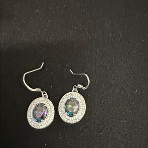 Elegant Silver 925 and Multicolor Stone Earrings